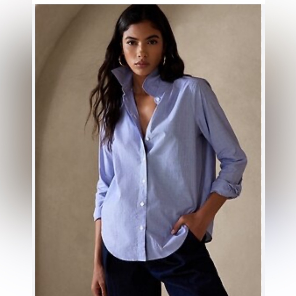 Aritizia Talula Oxford BoyfriendFit Button down blue Sz XS Over sized -Like new